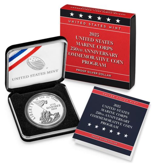 U.S. Marine Corps 250th Anniversary 2025 Proof Silver Dollar PHILADELPHIA (P)