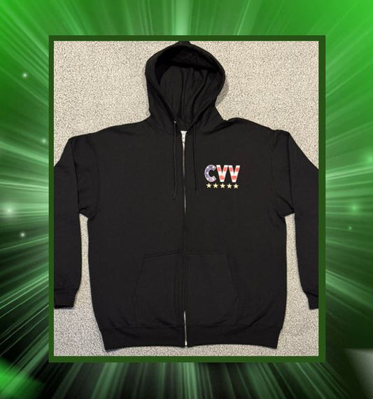 Zip-Up Hooded Sweatshirt - Carson Valley Veterans (CVV) - Logo